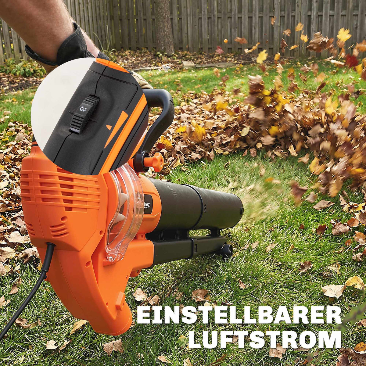 Electric Leaf Blower Vacuum 3000W, 3-in-1, 40L Bag, 4 Wheels