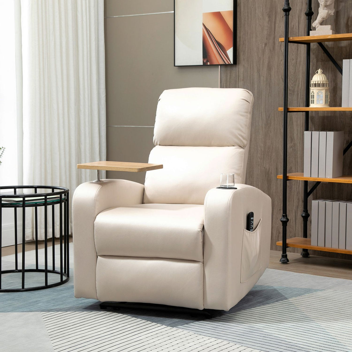 Electric Massage Chair, Relaxation Chair With Massage Function, Tv Chair With Reclining Function, Recliner, Microfiber, Light Gray