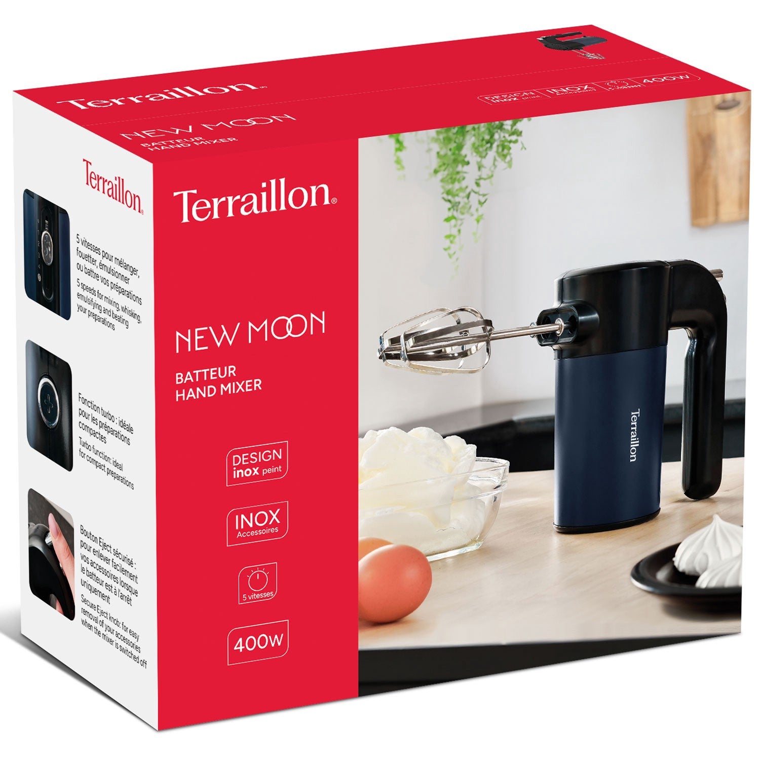 Electric Mixer, 400W, 5 Speeds + Turbo, Midnight Blue