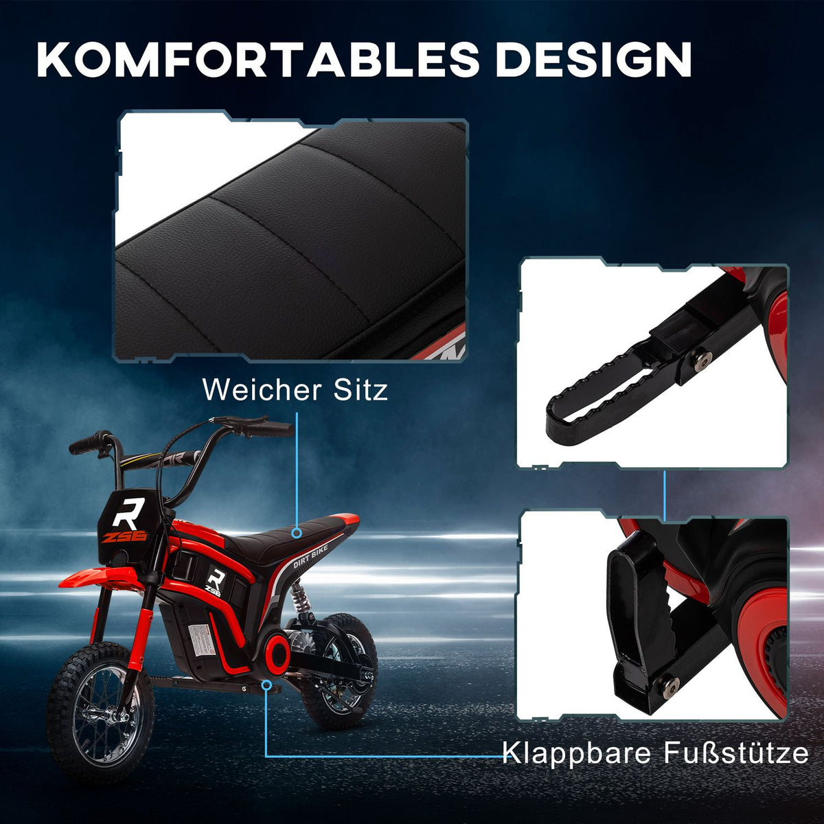 Electric Motorcycle Children's Electric Motorcycle with 24V 350W Motor, 8-16 KMH Speed Mode, 12 Inch Pneumatic Tires, Electric Motorcycle with Music Headlight, Moto Cross for Children 8-12 Years Red |