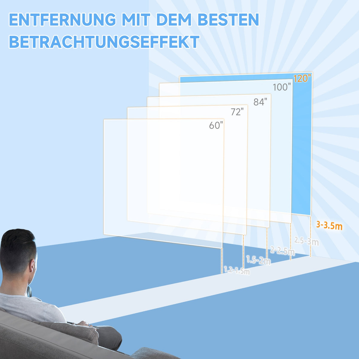 Electric Projector Screen 266 x 149 cm 16:9 Projection Screen with Remote Control for Home Cinema Presentation Metal White