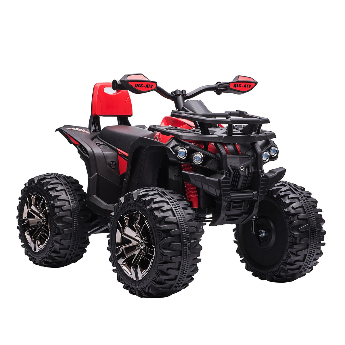 Electric Quad 12V Children'S Quad With Headlight, Usb Port, Mp3 Music Player, 3-5 Years, 3-8 Km/H, Metal, Red