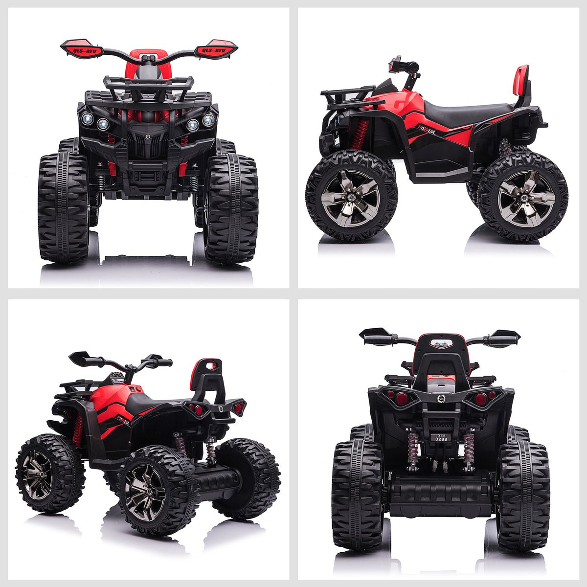Electric Quad 12V Children'S Quad With Headlight, Usb Port, Mp3 Music Player, 3-5 Years, 3-8 Km/H, Metal, Red