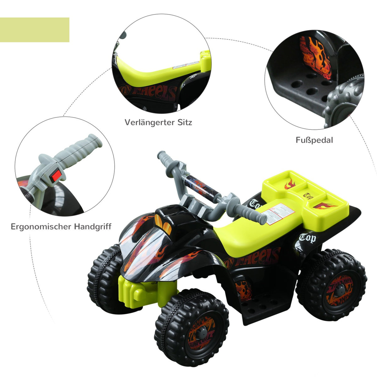 Electric Quad For Children Mini Atv Children'S Car, Electric Vehicle For 18-36 Months Old Children, Yellow