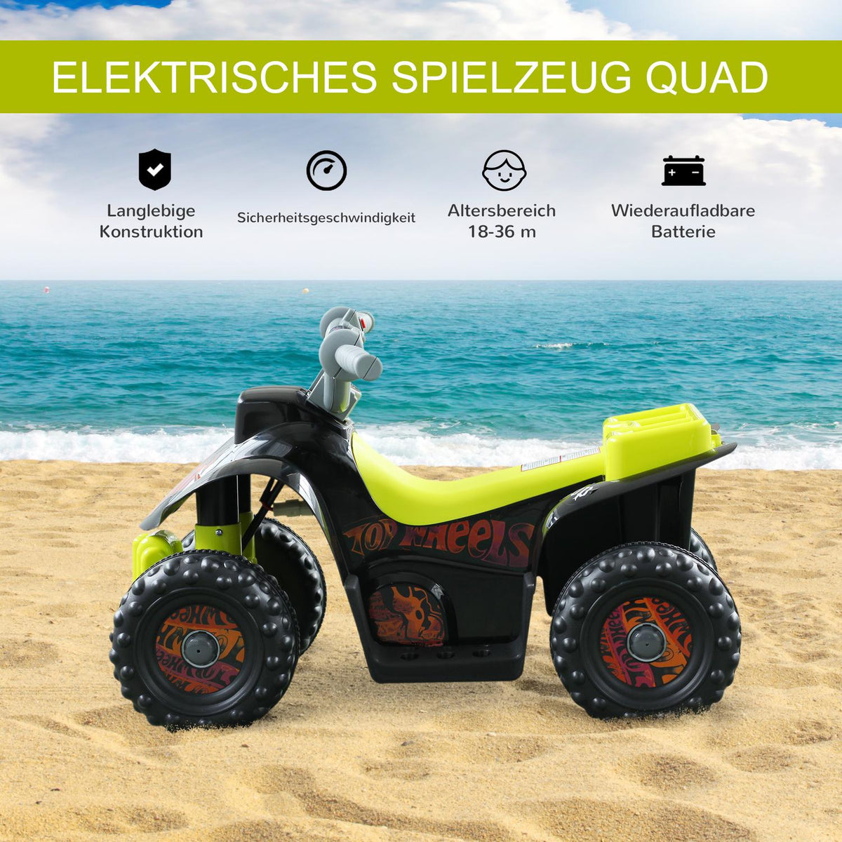 Electric Quad For Children Mini Atv Children'S Car, Electric Vehicle For 18-36 Months Old Children, Yellow