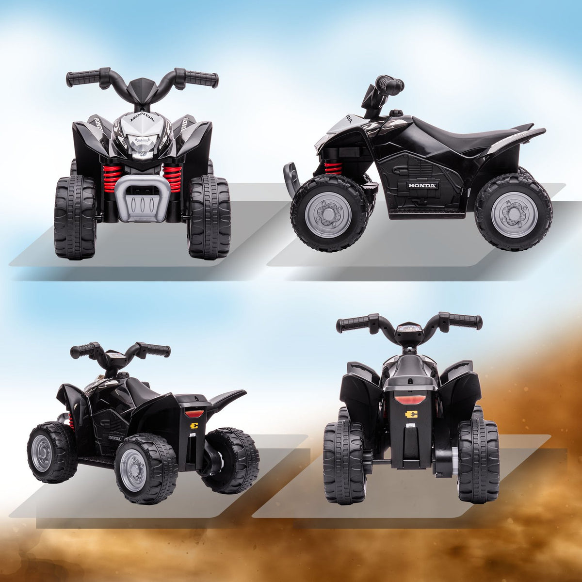 Electric Quad Mini Quad For Children Aged 18 Months And Over, Children'S Electric Atv With Led And Horn, Metal, Black