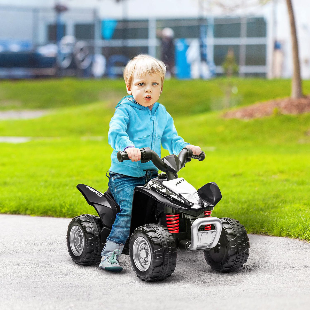 Electric Quad Mini Quad For Children Aged 18 Months And Over, Children'S Electric Atv With Led And Horn, Metal, Black