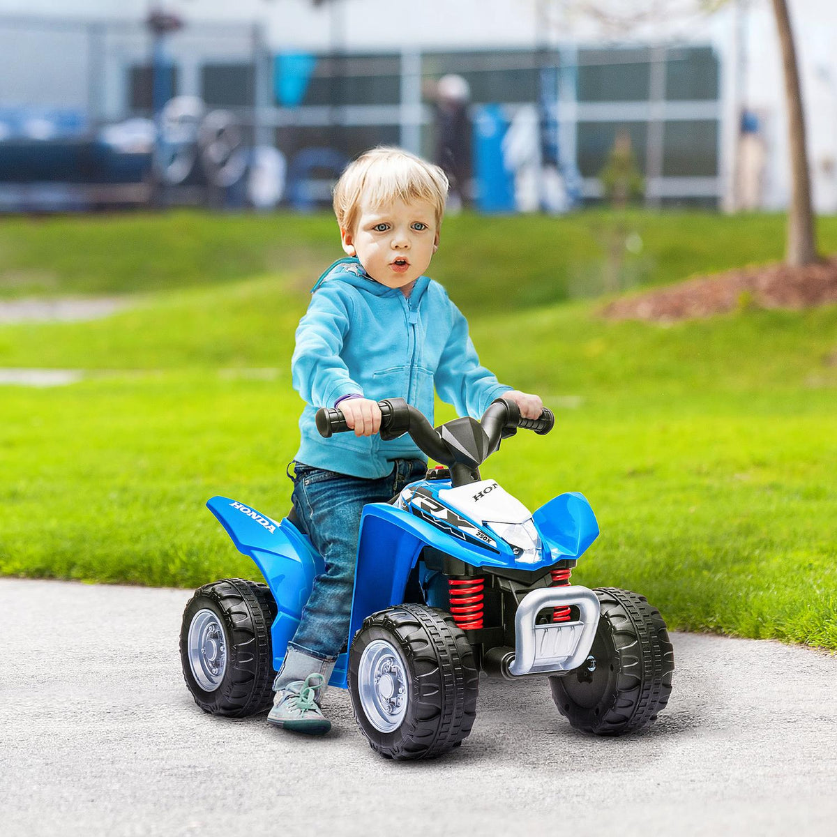 Electric Quad Miniquad Children's Electric ATV Children's Quad with LED and Horn Children's Motorcycle Children's Vehicle Electric Car for Children from 18 Months Metal Blue 65.5 x 38.5 x 43.5 cm