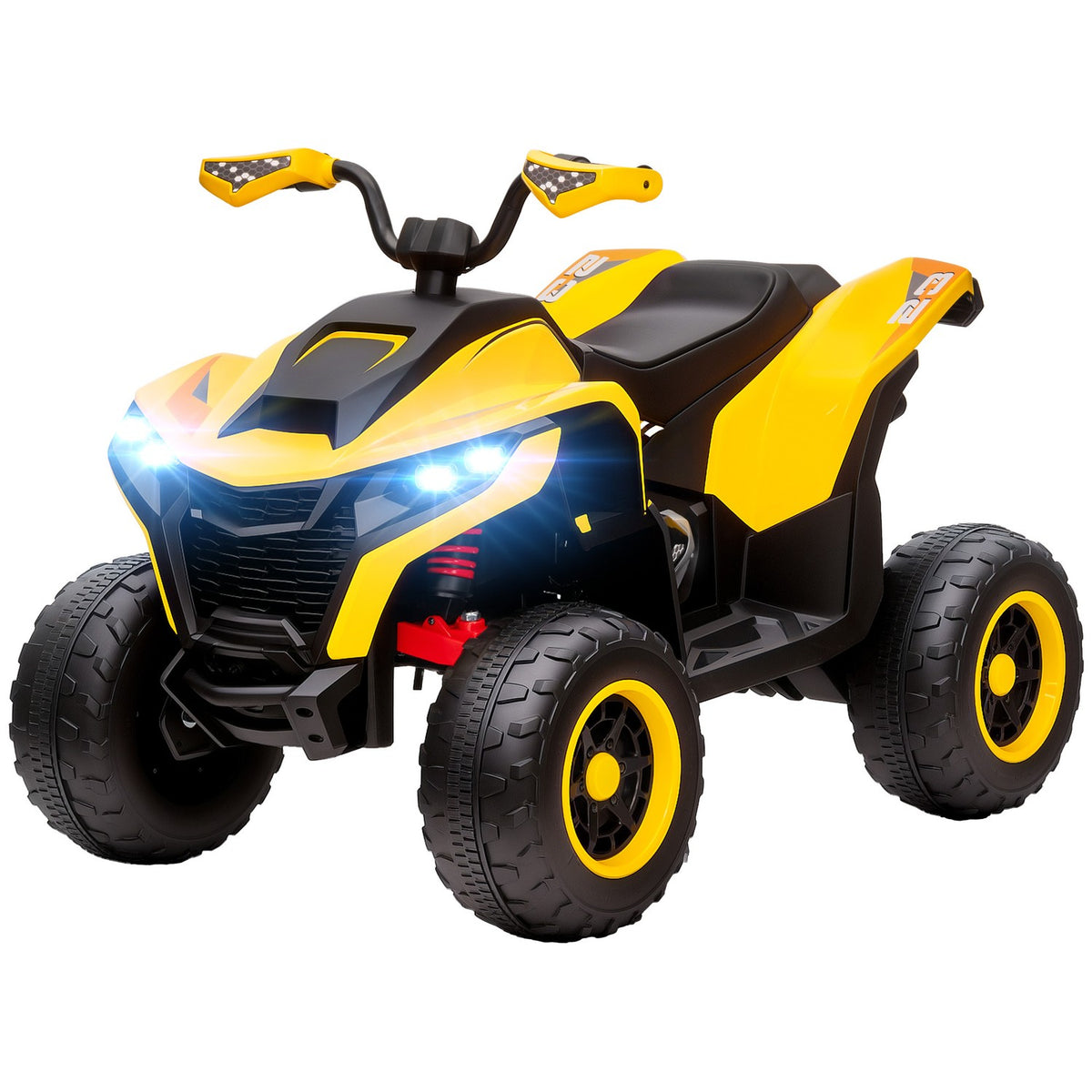 Electric Quad for Children 12V Electric Children's Quad with 2 Motors, 3-6km/h Children's Quad with Suspension, LED Light, Children's Car with USB, Music for 3-8 Years Children, Yellow