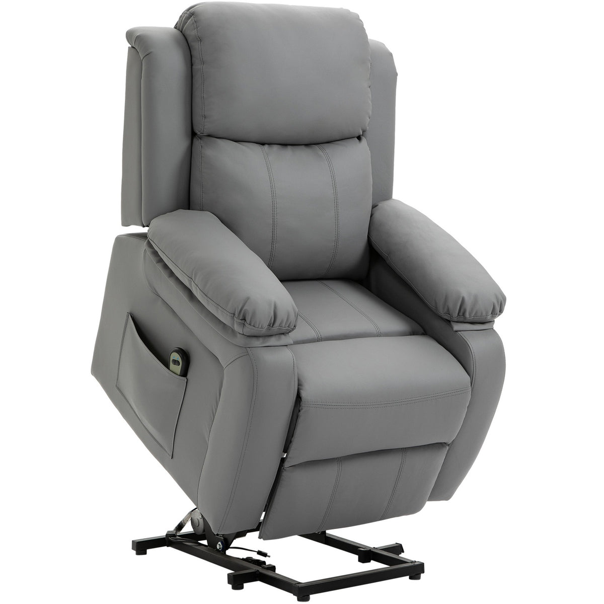 Electric Recliner Chair with Lift, Faux Leather, Grey