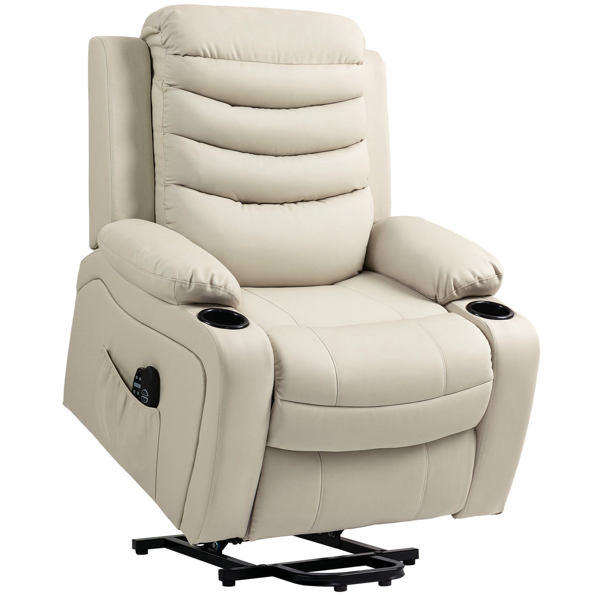 Electric Recliner Chair with Lift, Massage, Heat, USB, Cream