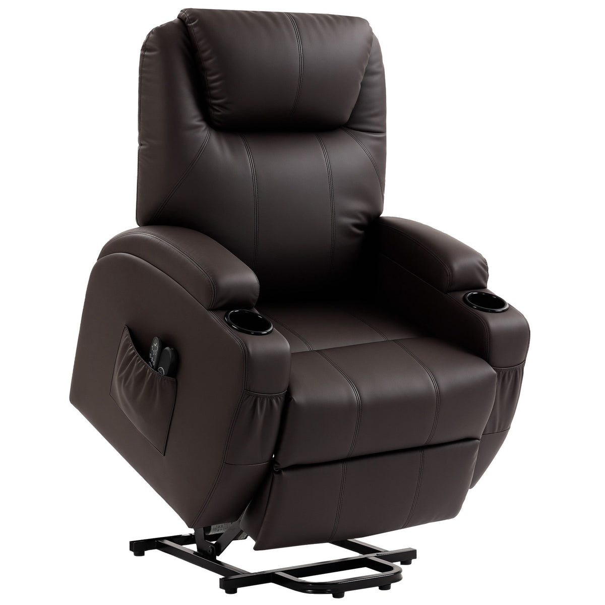 Electric Recliner Chair with Lift, Remote, Cup Holders, Brown