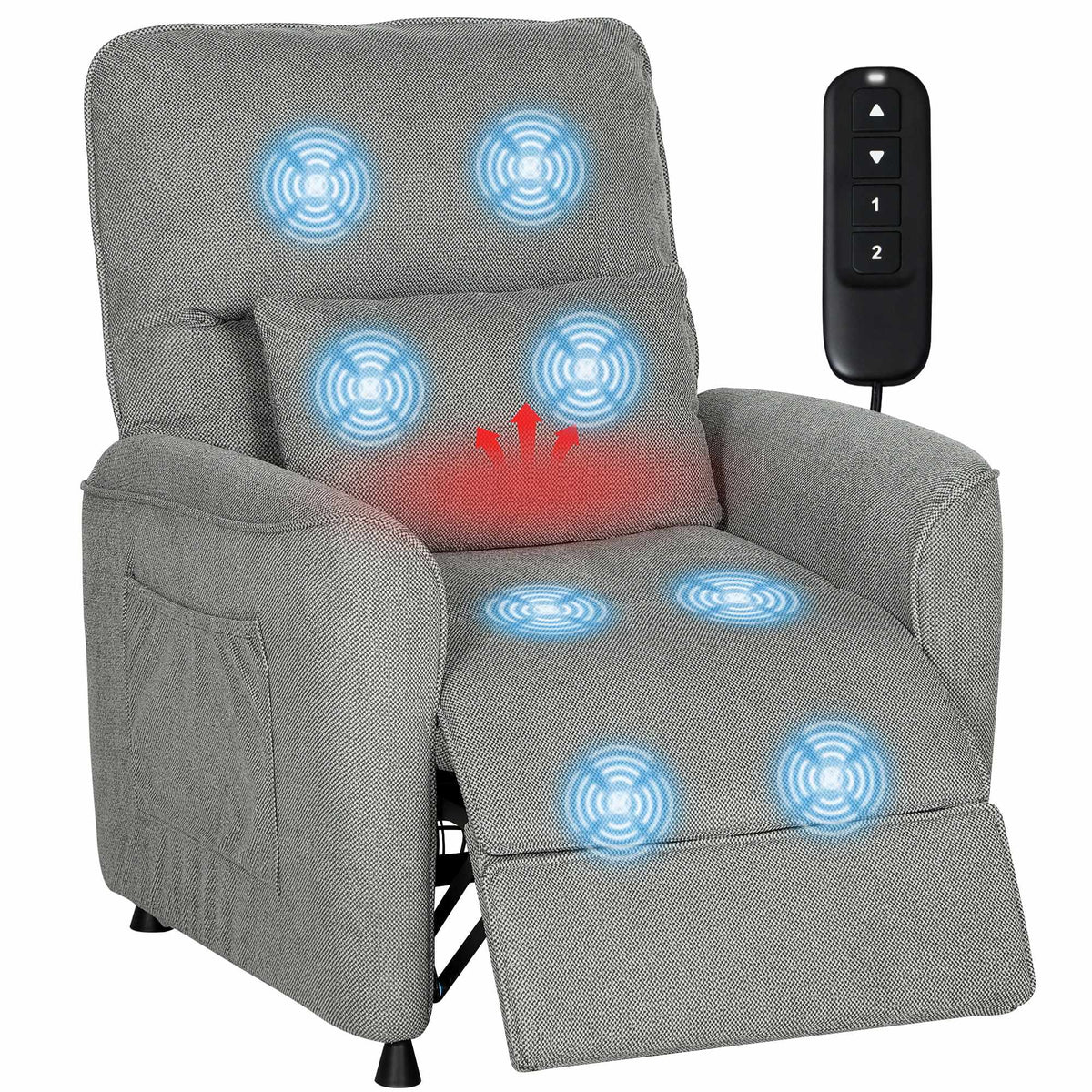 Electric Recliner Chair with Massage and Heat, Dark Grey