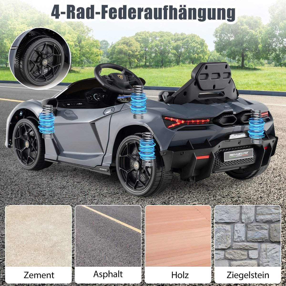 Electric Ride-On Car for Kids – 12V Lamborghini with LED Lights