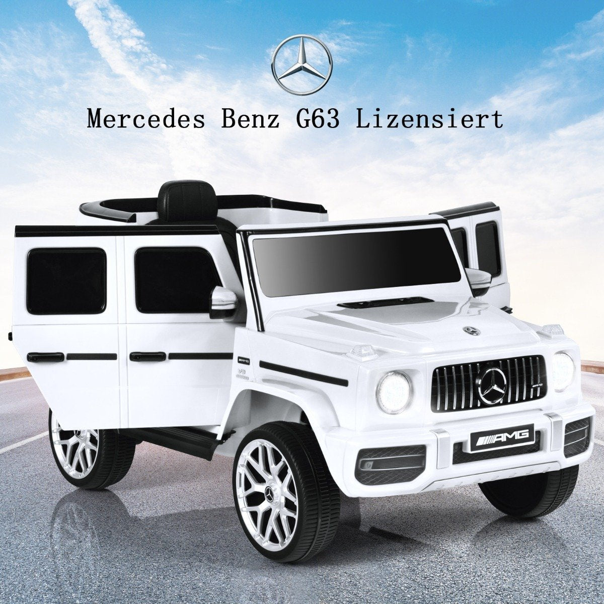 Electric Ride-On Car for Kids with Music & Lights, White