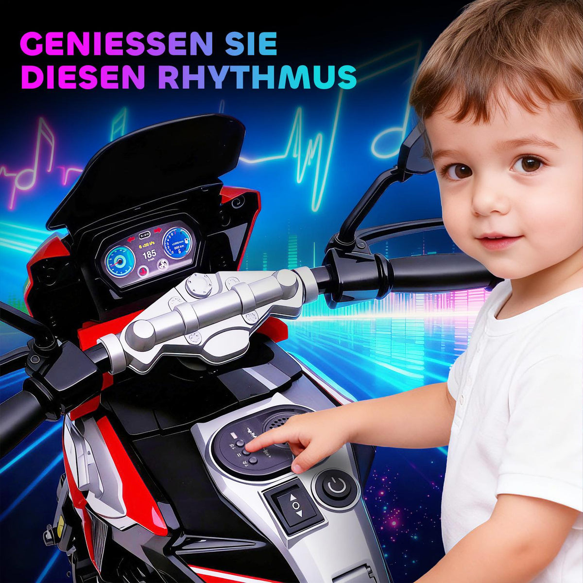 Electric Ride-On Motorcycle for Toddlers 18-36 Months, Red