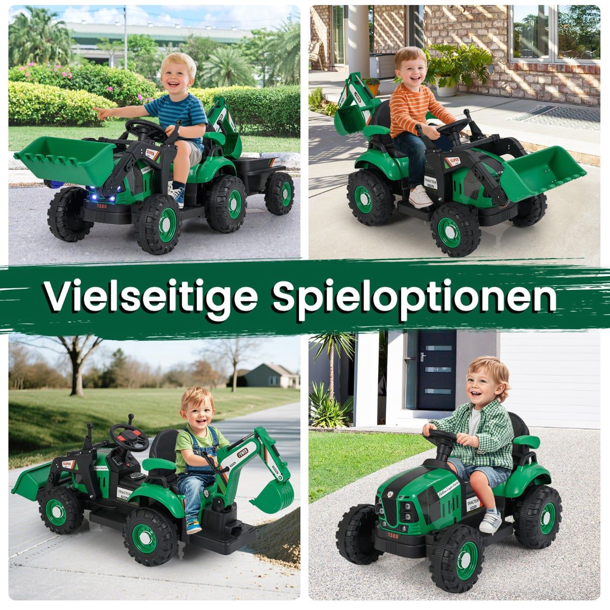 Electric Ride-On Tractor with Trailer & Remote – 12V