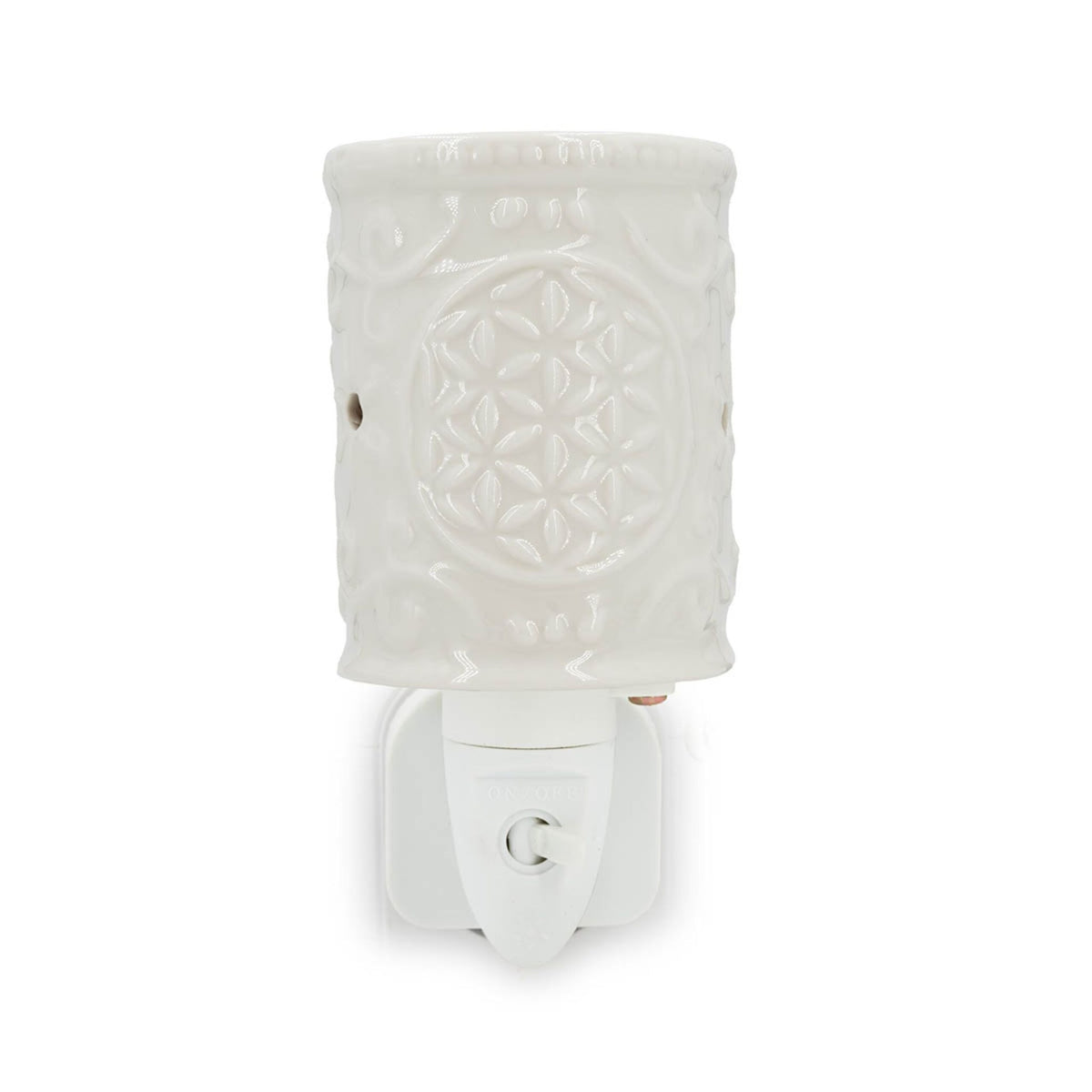 Electric Scented Lamp, Ceramic, White, Floral Design