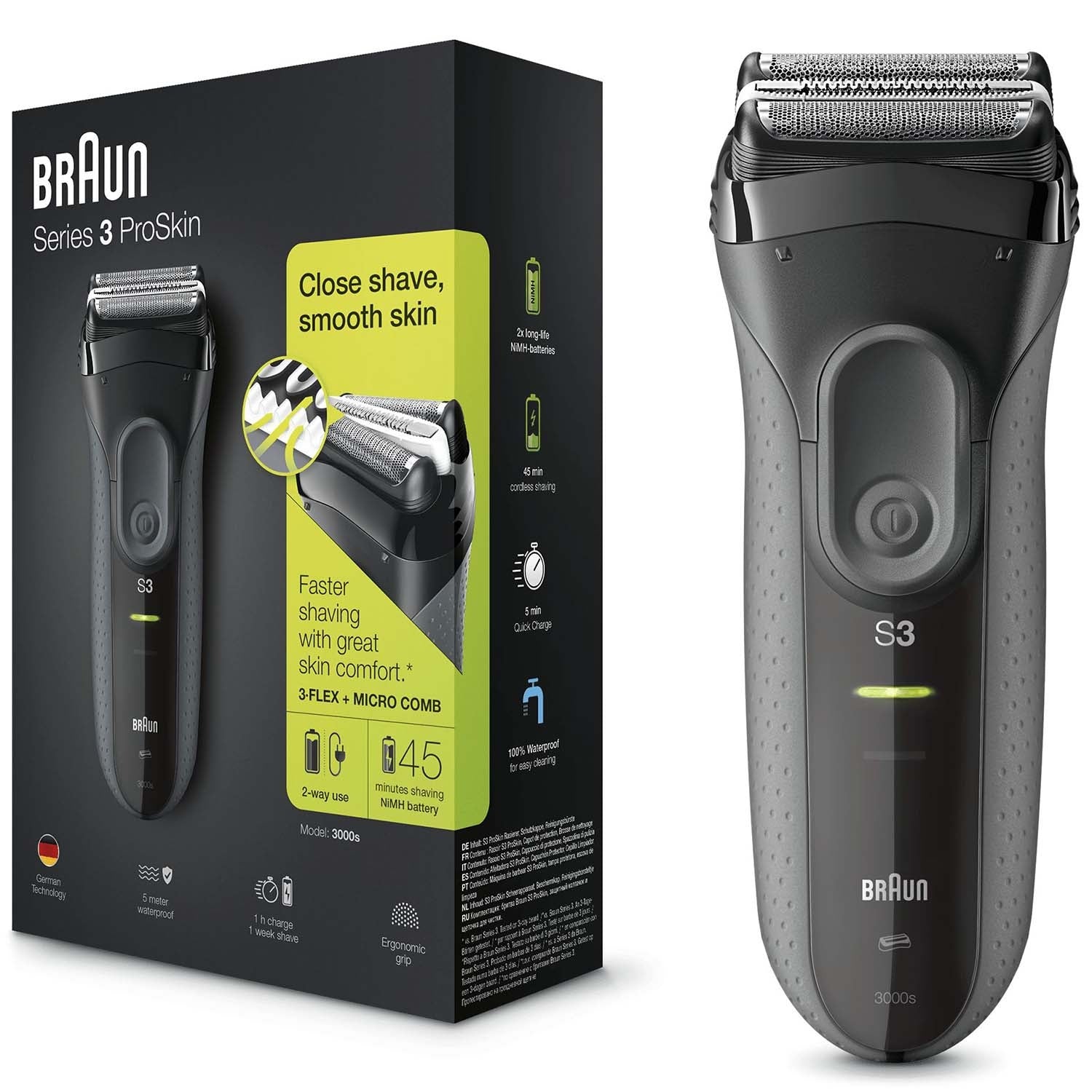 Electric Shaver, Black/Grey, Boxed Edition