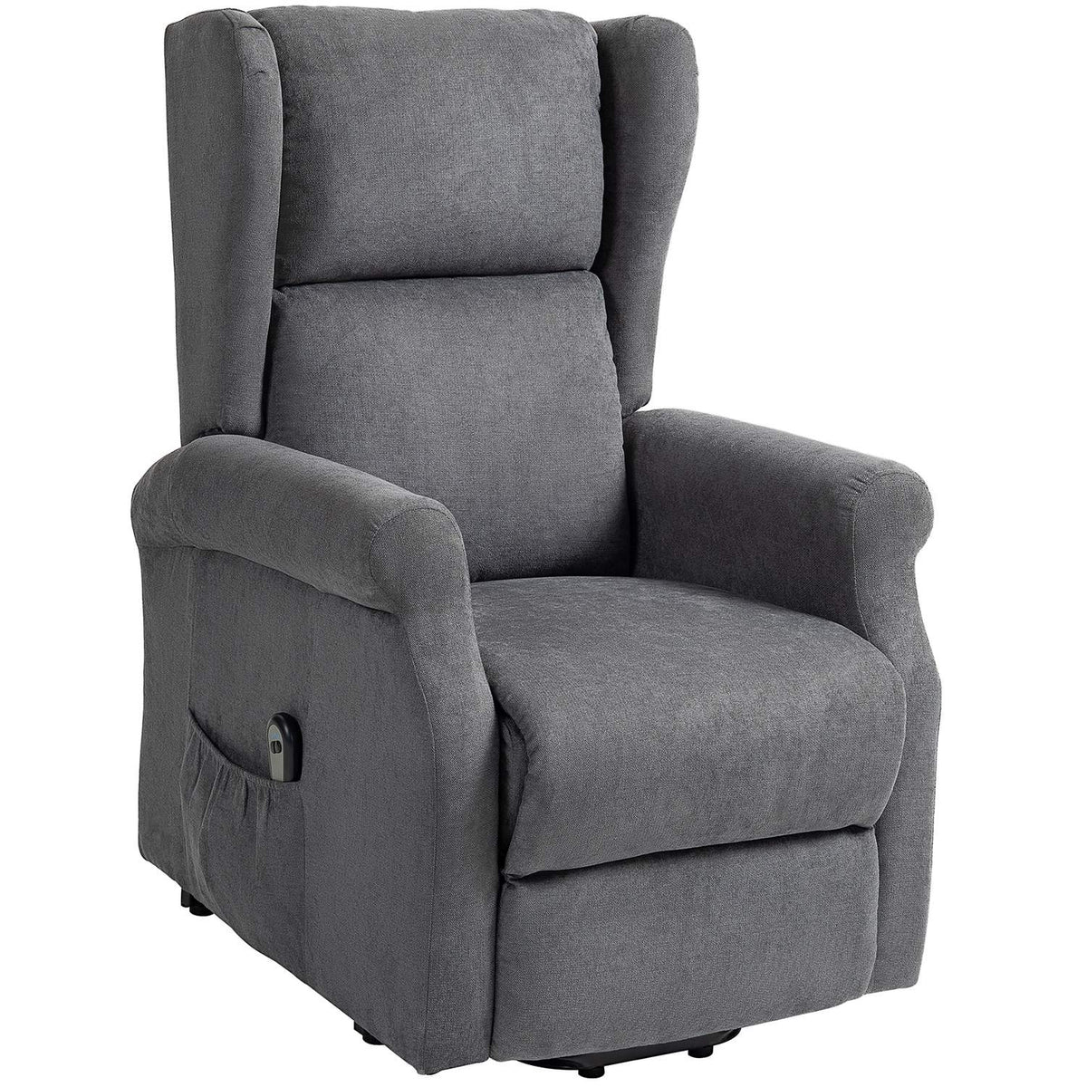 Electric TV armchair with stand-up aid, relaxation armchair with reclining function, linen look, TV armchair with side pocket, remote control