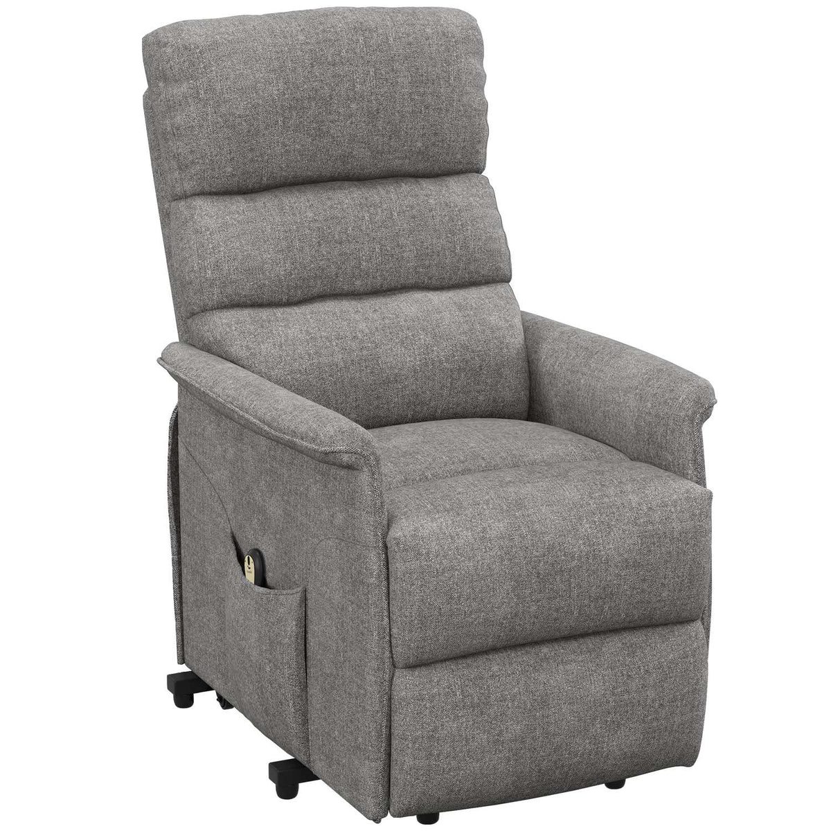 Electric TV chair with stand-up aid, relaxation chair with reclining function, TV chair with linen look, side pocket, remote control