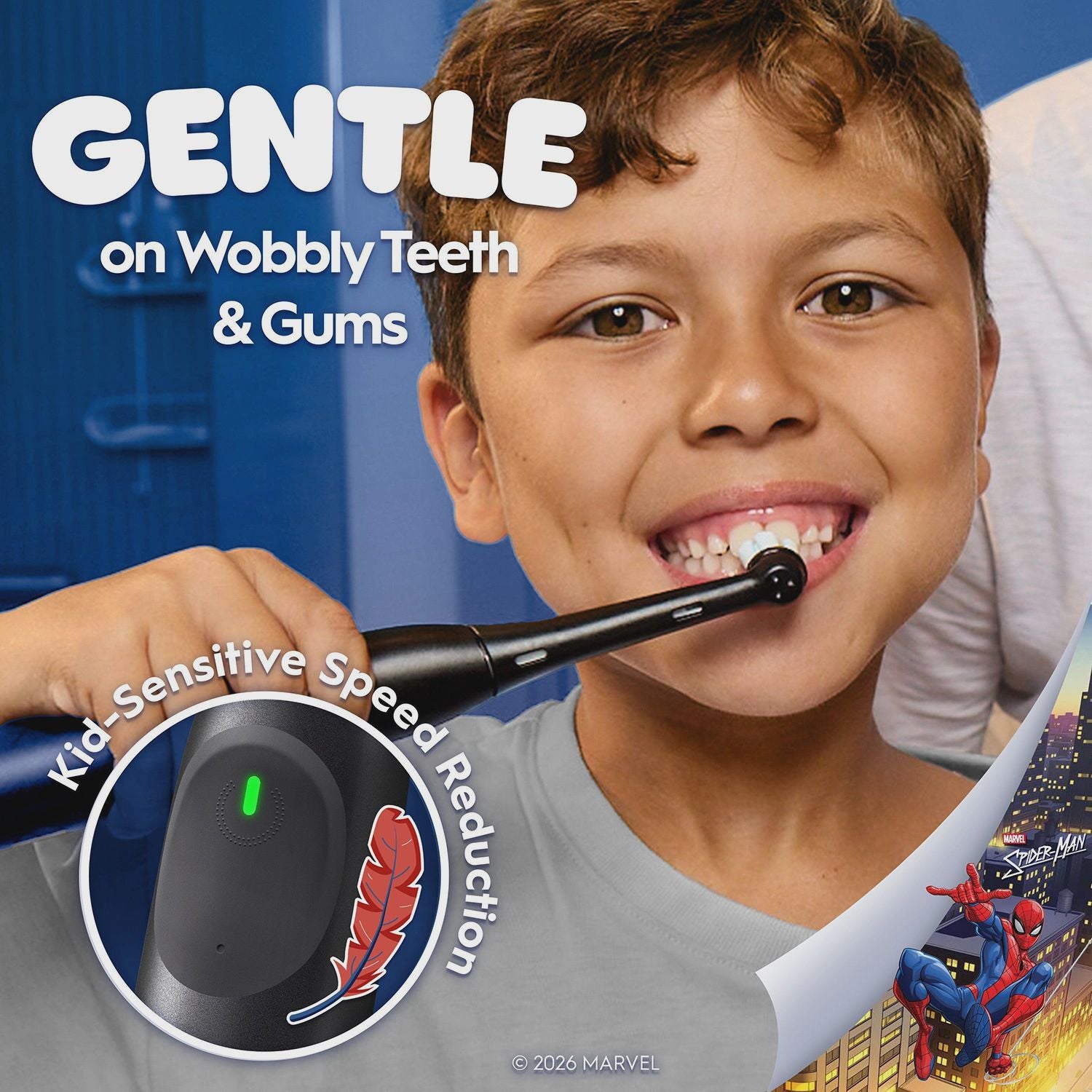 Electric Toothbrush for Kids 6+, Spiderman Design, Travel Case
