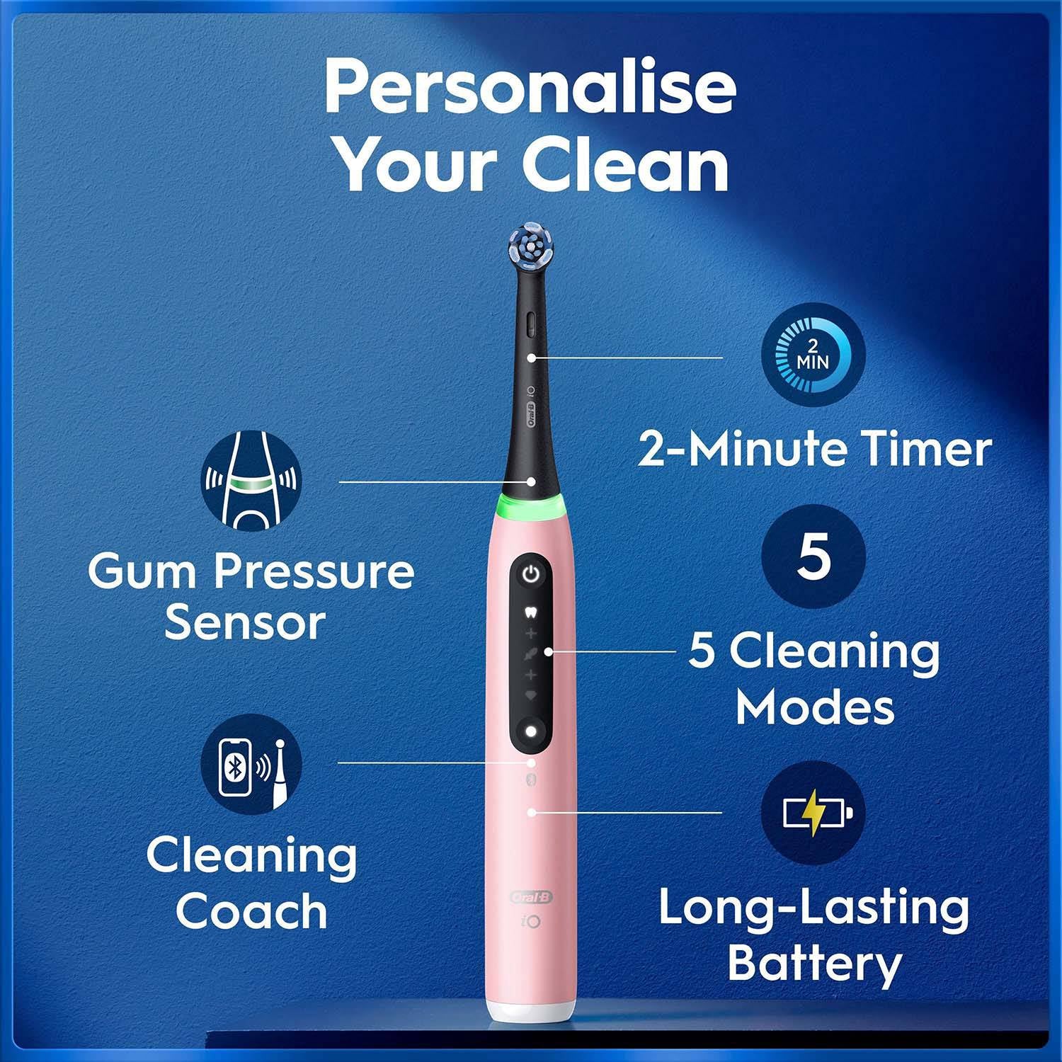 Electric Toothbrush with 5 Modes, Blush Pink