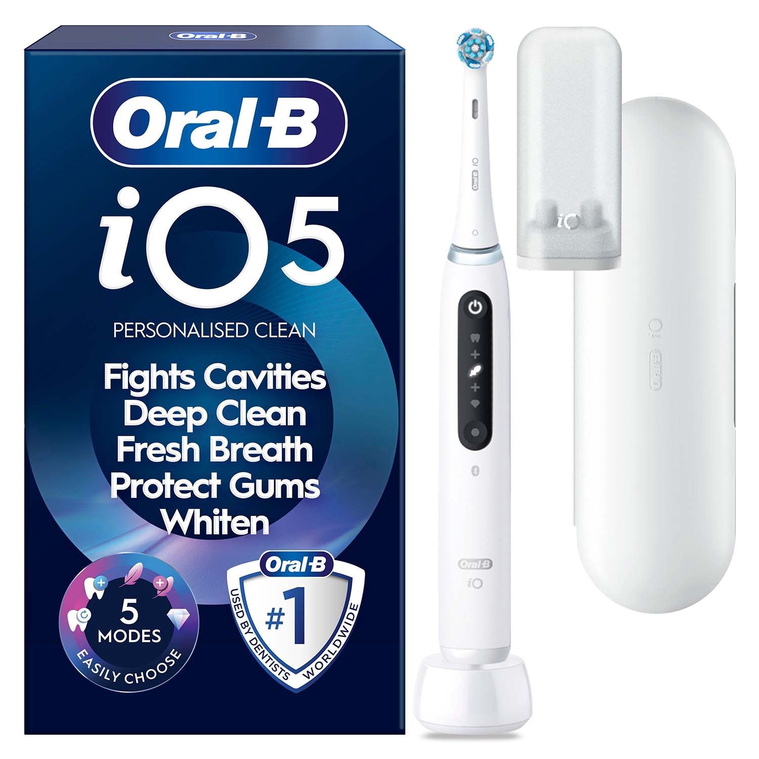 Electric Toothbrush with 5 Modes, Micro-Vibrations, White
