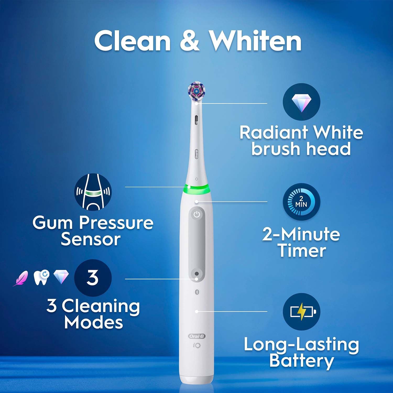 Electric Toothbrush with Whitening, 3 Modes, Pressure Sensor
