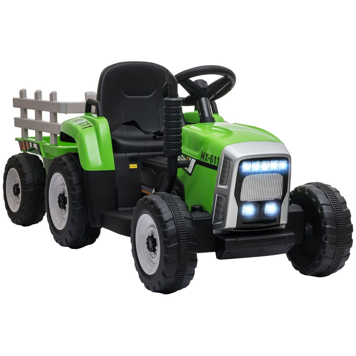 Electric Tractor With Trailer, Children'S Electric Car With Remote Control, Children'S Ride-On Tractor With Mp3 Function, Headlight