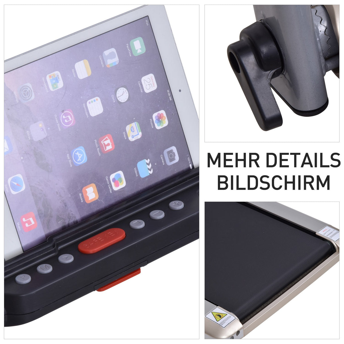 Electric Treadmill With Lcd Display, Foldable Fitness Machine, 1-10 Km/H, Steel, Black+Grey+Champagne, 70X128X116 Cm