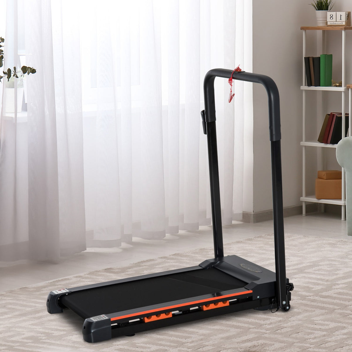 Electric Treadmill With Lcd Display, Foldable Fitness Machine, 1-6 Km/H, Steel, Black, 105 X 56 X 108.5 Cm