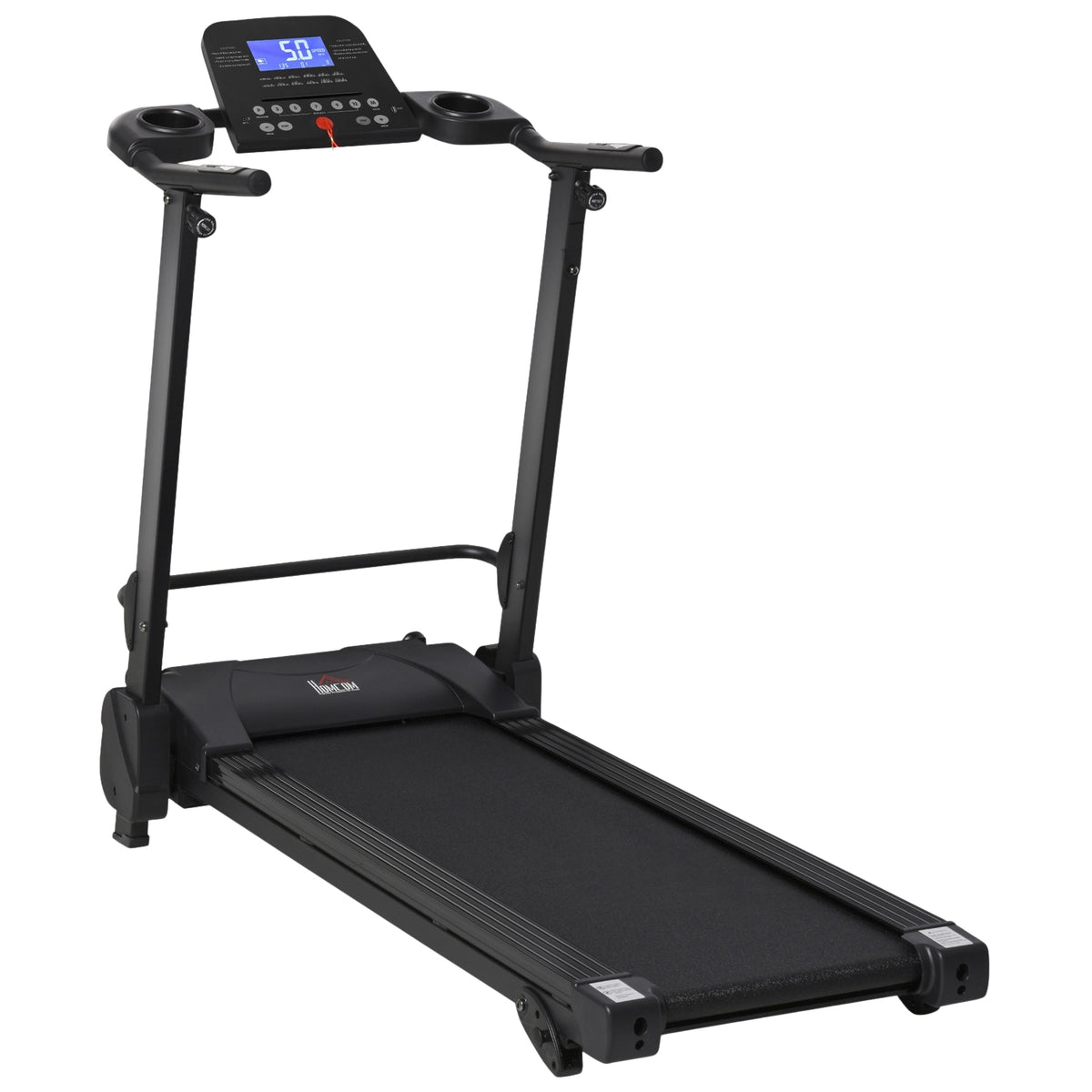 Electric Treadmill With Lcd Display, Usb & Mp3 Player, Foldable Fitness Machine, 1-14 Km/H, Steel, Black, 54X101X105Cm
