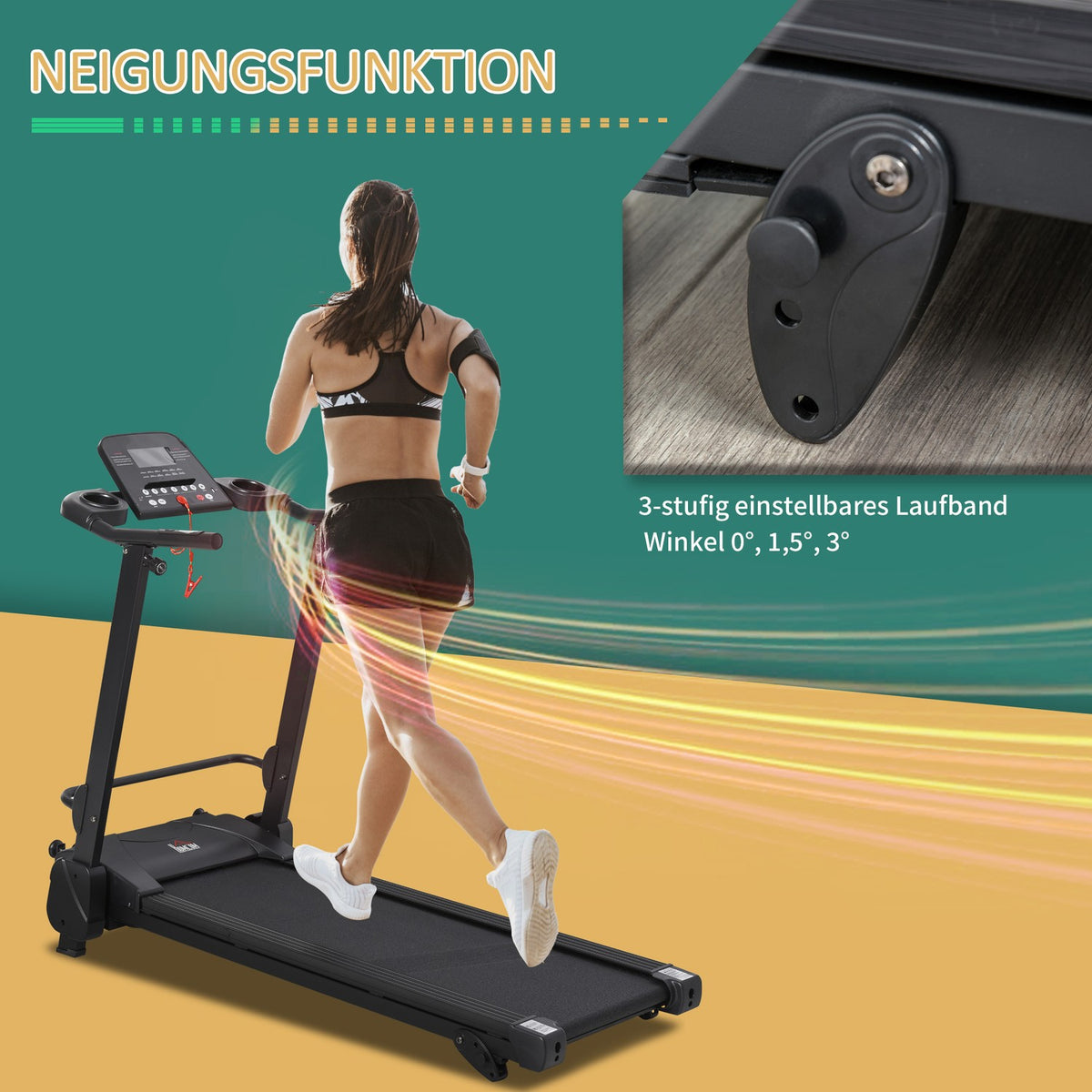Electric Treadmill With Lcd Display, Usb & Mp3 Player, Foldable Fitness Machine, 1-14 Km/H, Steel, Black, 54X101X105Cm