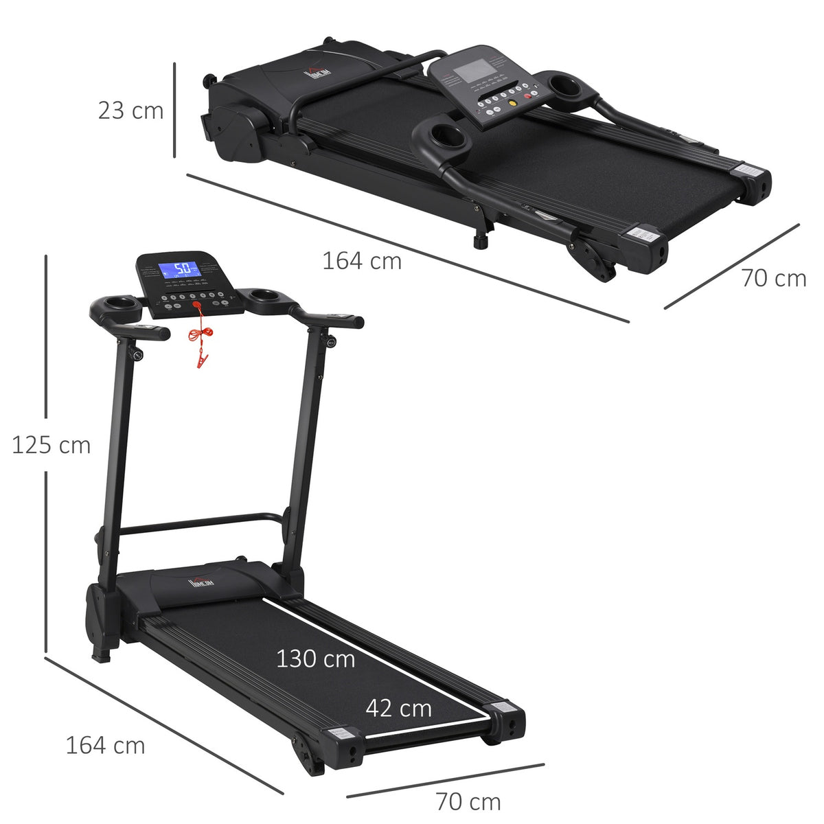 Electric Treadmill With Lcd Display, Usb & Mp3 Player, Foldable Fitness Machine, 1-14 Km/H, Steel, Black, 54X101X105Cm
