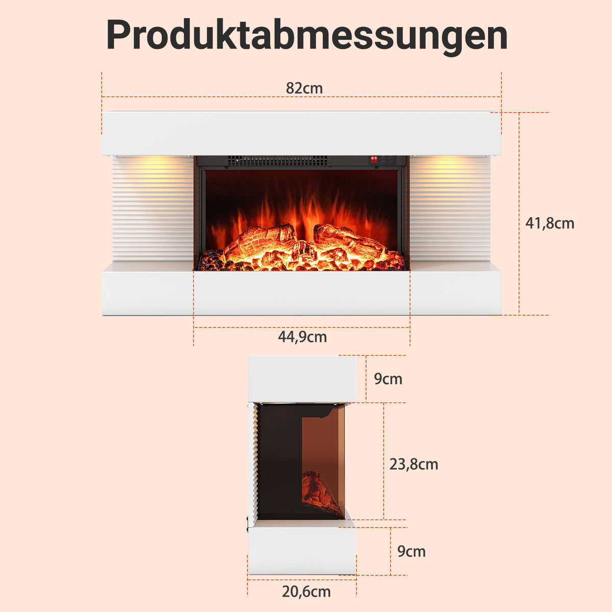 Electric Wall Fireplace with Heater & LED Lights