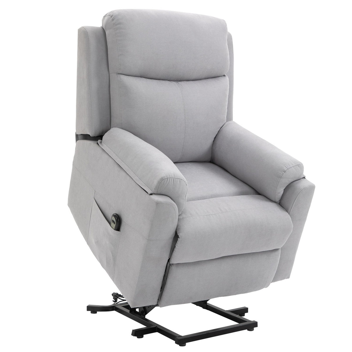 Electric armchair with stand-up aid stand-up chair for seniors reclining function linen touch light gray 83 x 89 x 102 cm