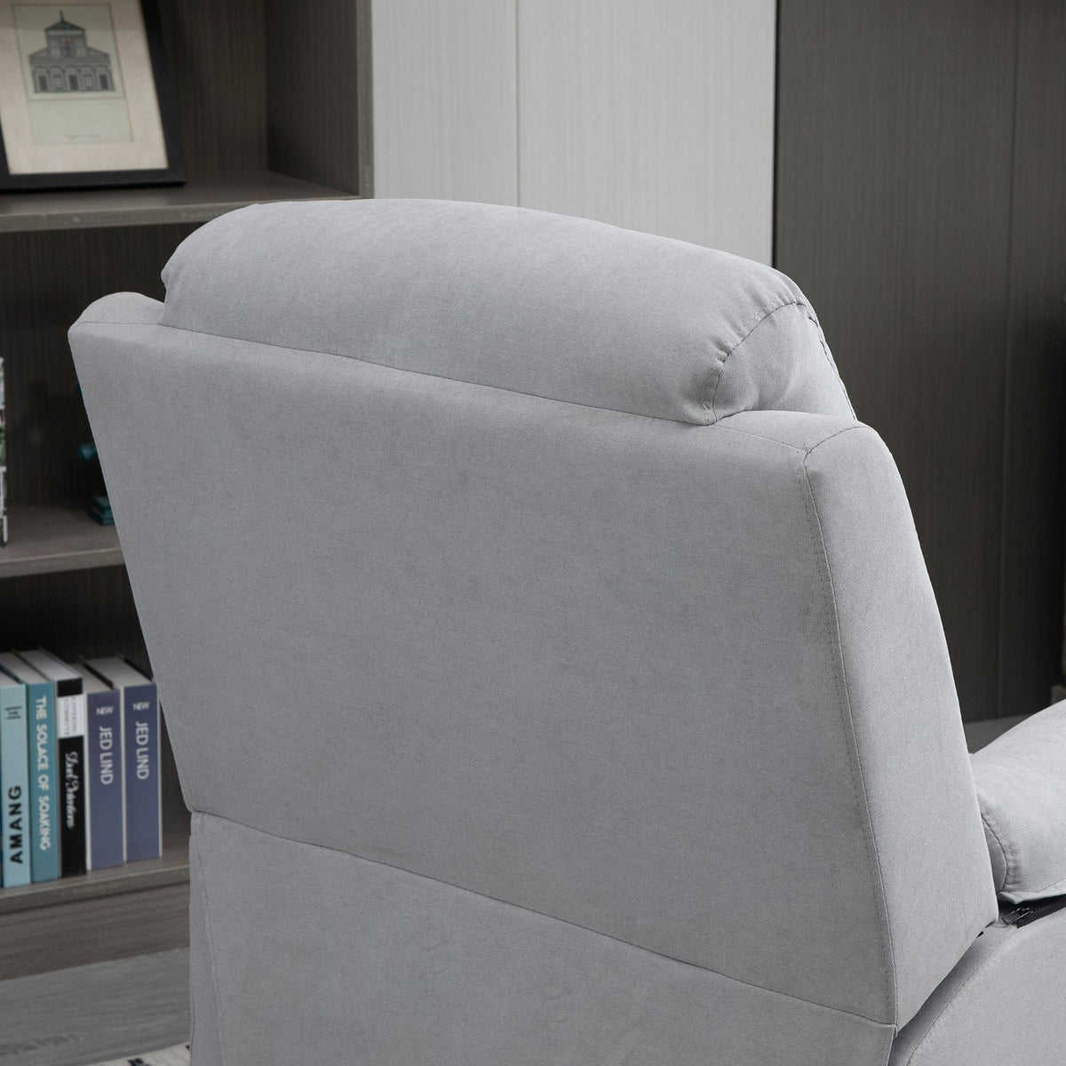 Electric armchair with stand-up aid stand-up chair for seniors reclining function linen touch light gray 83 x 89 x 102 cm