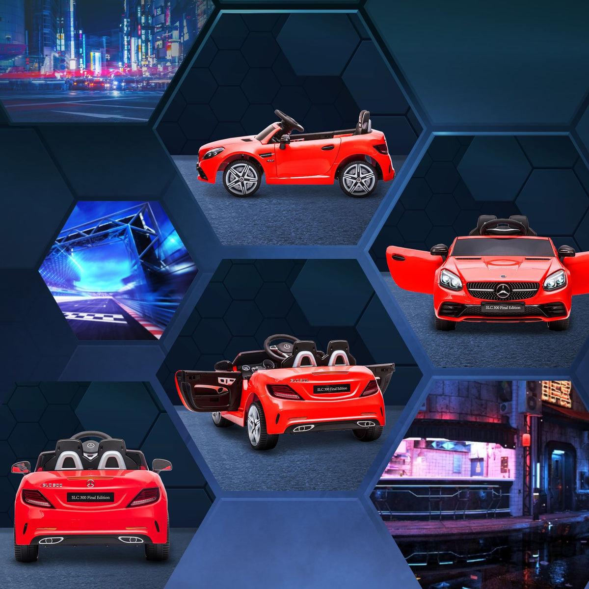 Electric children's car, with 3 speed, remote control, seat belt, music USB, LED headlights, for 3-6 years, load capacity 30 kg, red