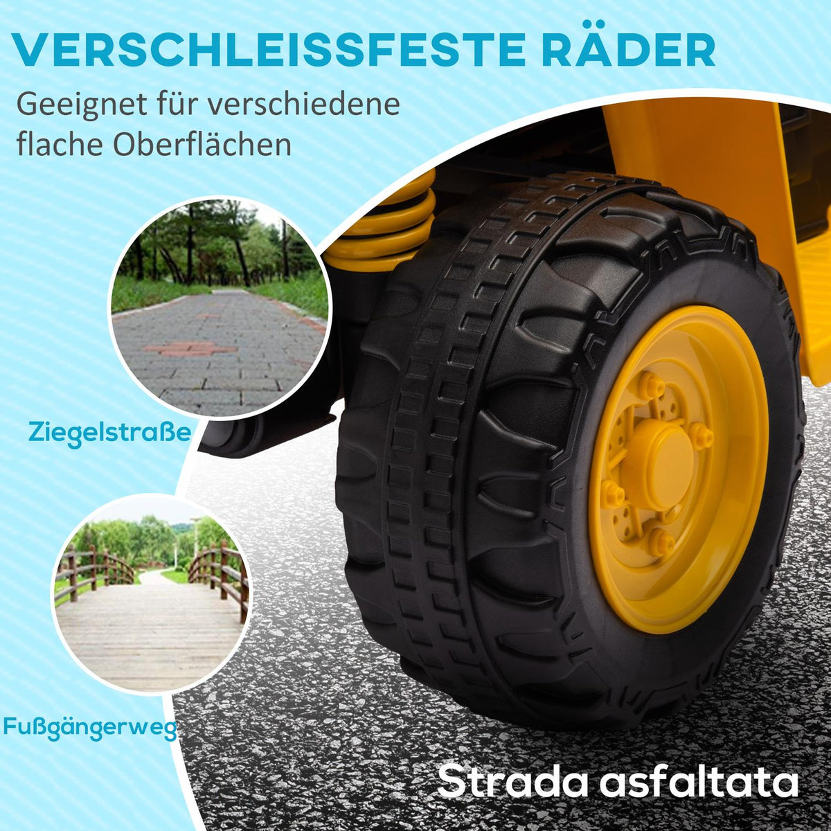 Electric children's quad, 6 V electric quad with horn & headlight, children's car with start button, 2.8 km/h, for 1.5-3 years children, yellow
