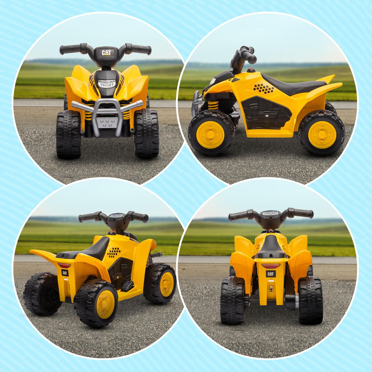 Electric children's quad, 6 V electric quad with horn & headlight, children's car with start button, 2.8 km/h, for 1.5-3 years children, yellow
