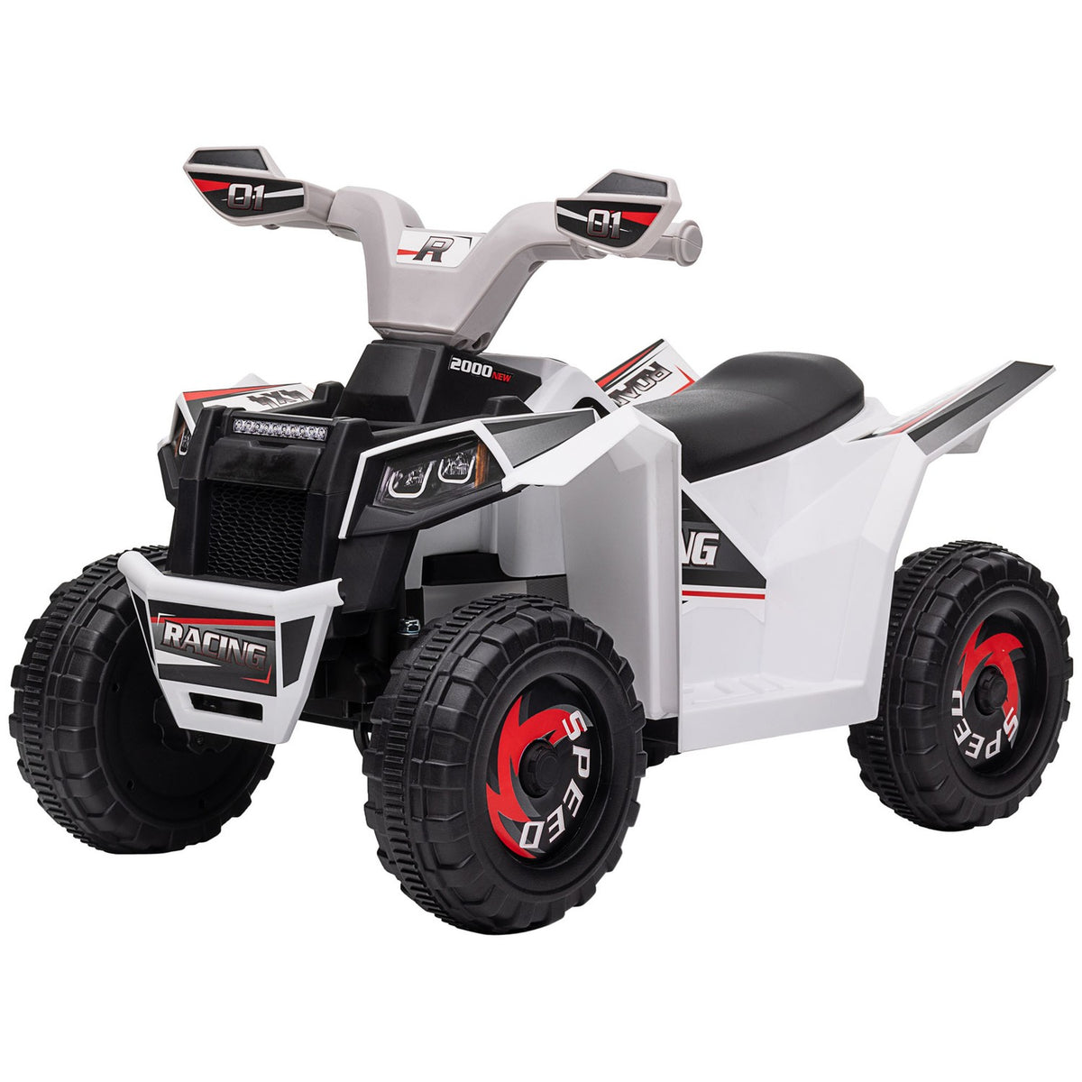 Electric children's quad, mini electric quad with forward and reverse functions, 6 V electric vehicle for children 1.5-3 years, 2.5 km/h, white
