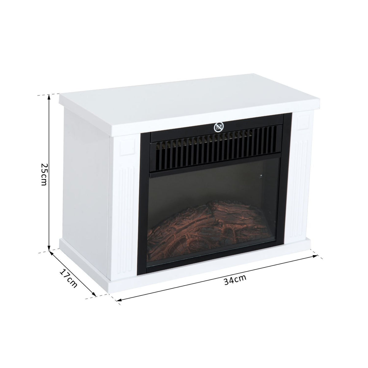 Electric fireplace 1200W standing fireplace with flame effect in white, electric fireplace for a cozy atmosphere