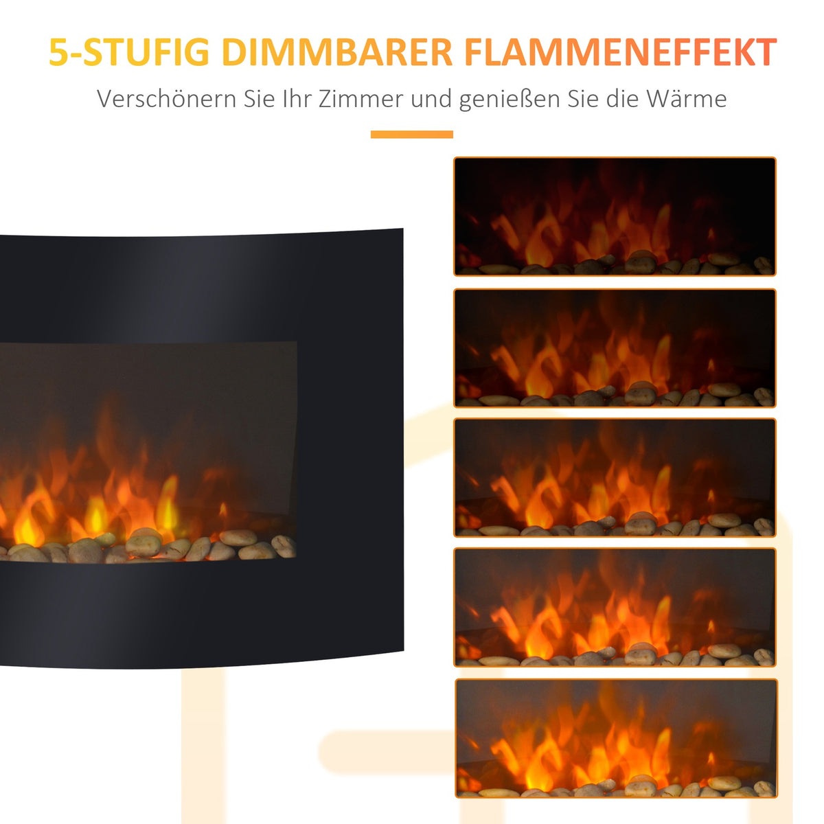 Electric fireplace electric wall fireplace 65 x 11.4 x 52cm, fireplace for a cozy atmosphere