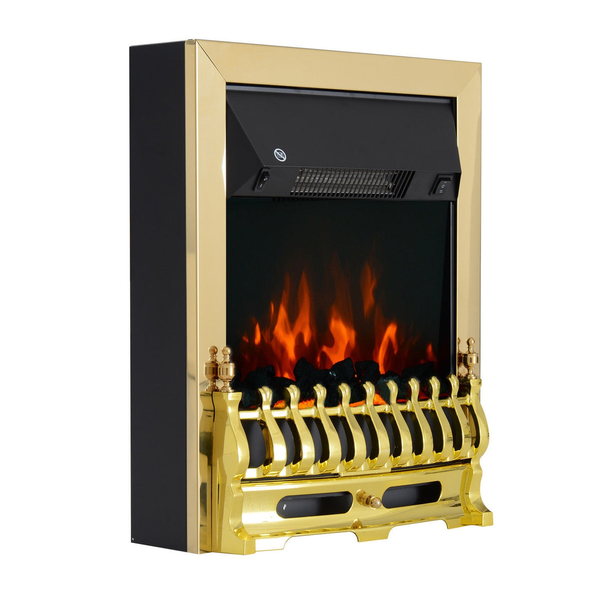 Electric fireplace freestanding fireplace with flame effect 1000/2000W 48.2 x 18.5 x 59.2 cm in gold for cozy evenings