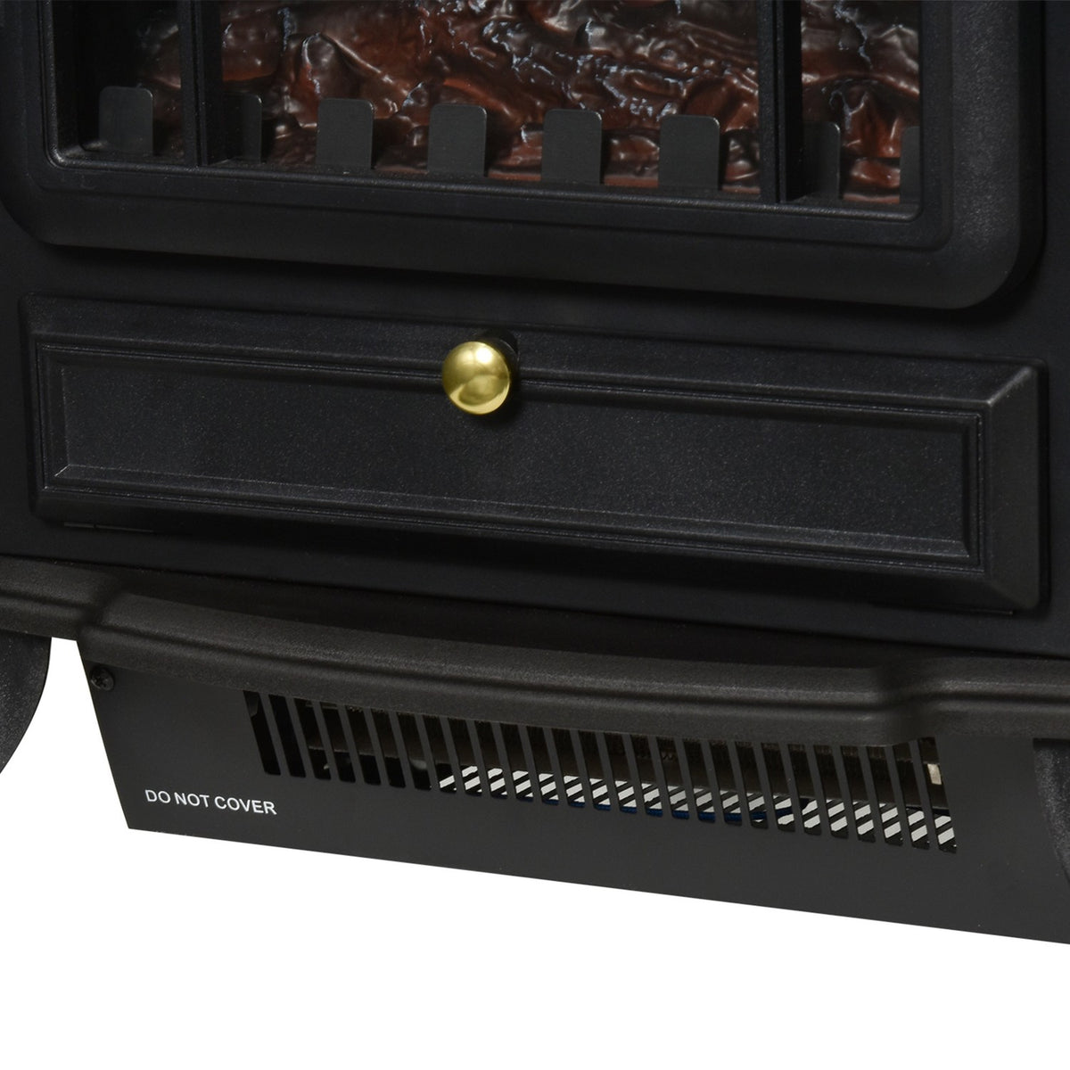 Electric fireplace stove with flame effect 1000/2000W, overheating protection, black, 45x28x54 cm, for a cozy atmosphere