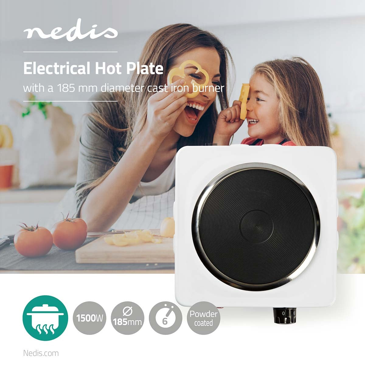 Electric hob | Cooking zones: 1 | 1500 W | Overheat Protection | White