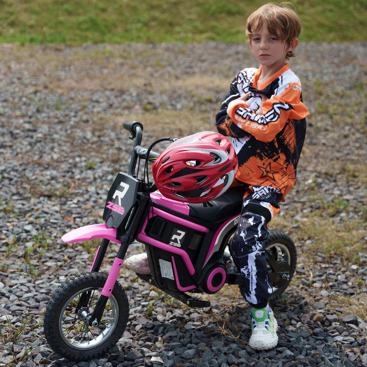 Electric motorcycle for children, 24V children's motorcycle with horn, light, with twist-grip throttle, 8-16 km/h, 8-12 years, pink