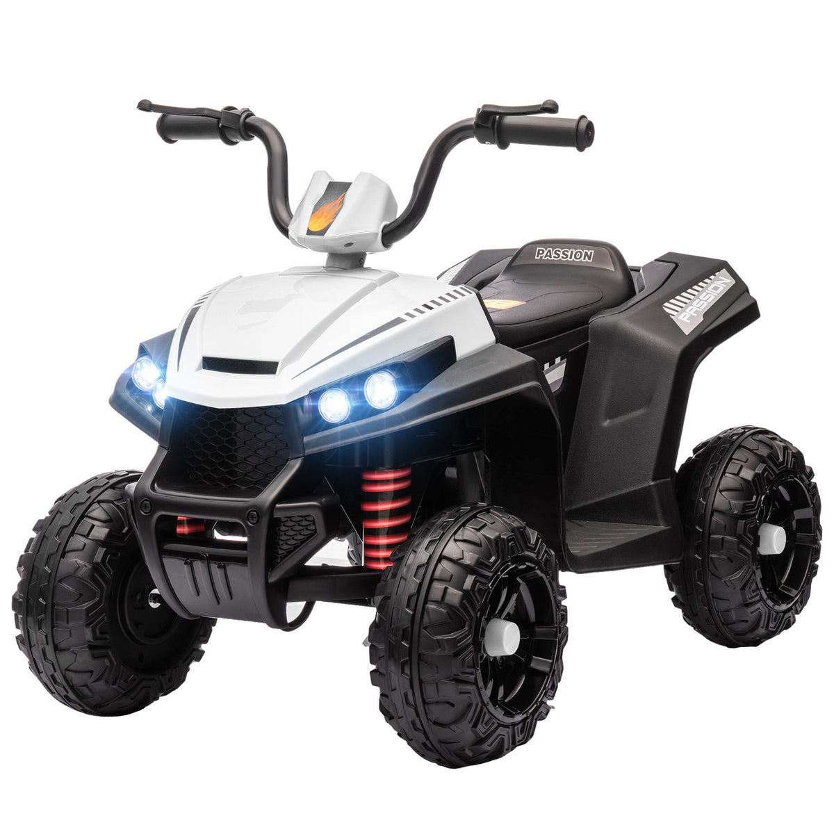 Electric quad for children 12V children's quad with 4-wheel suspension, MP3 music player, children's vehicle with headlight, forward and reverse gear, for 3-5 years children, 5 km/h, metal, white