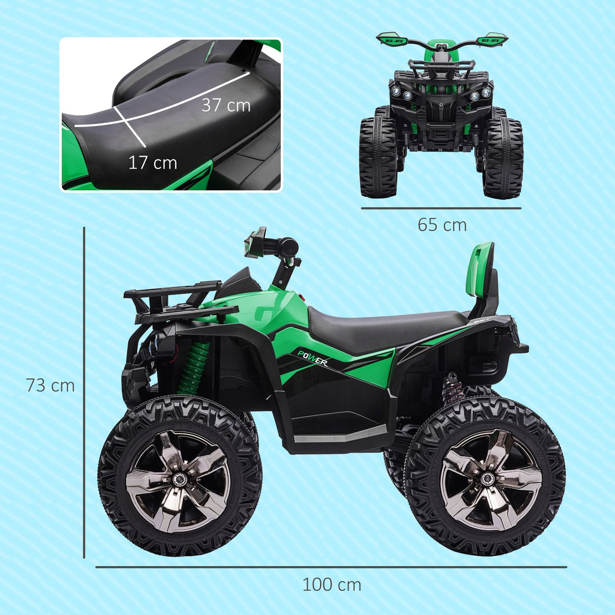 Electric quad for children, children's quad with forward, reverse function, MP3 music player, children's vehicle with headlight